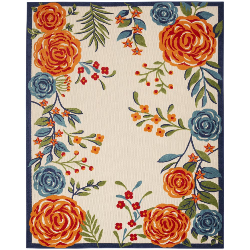 9' X 12' Multicolor Floral Stain Resistant Non Skid Area Rug. Picture 1