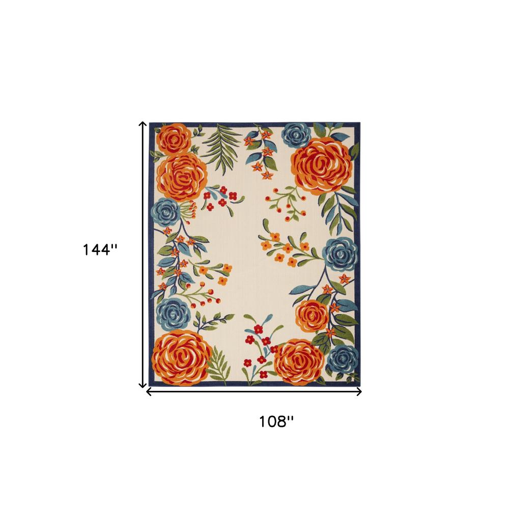 9' X 12' Multicolor Floral Stain Resistant Non Skid Area Rug. Picture 5