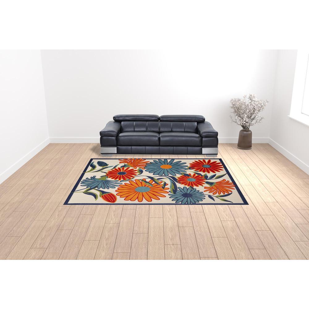 9' X 12' Multicolor Floral Stain Resistant Non Skid Area Rug. Picture 2