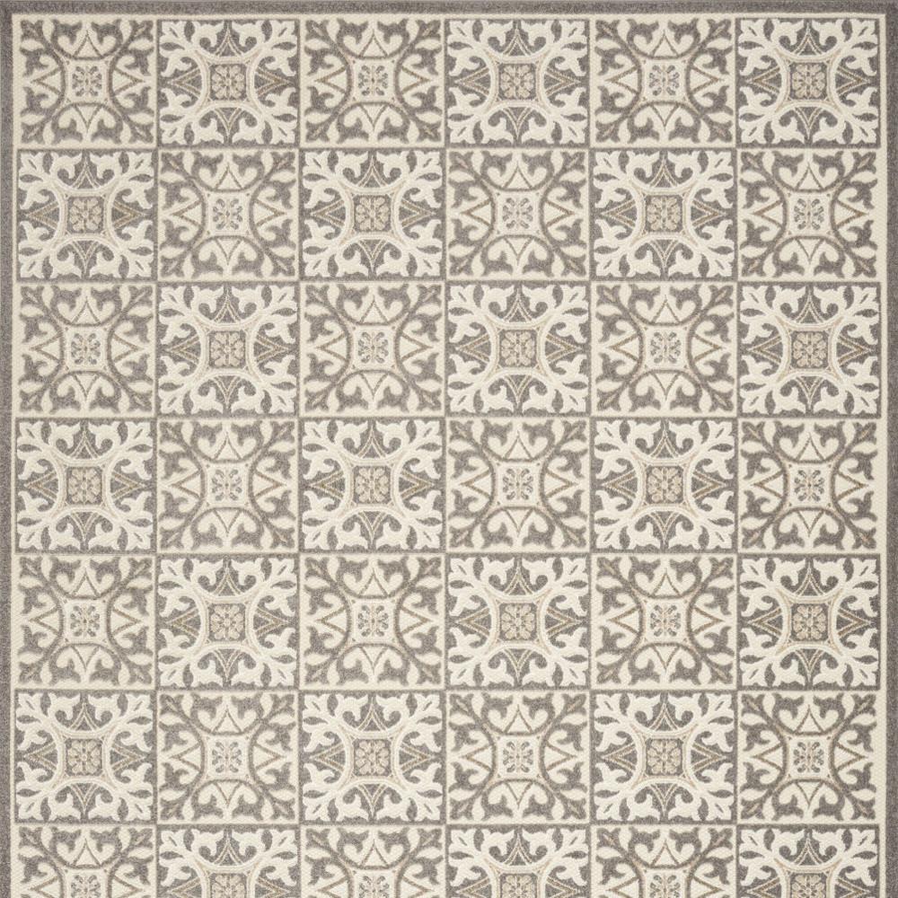 9' X 12' Ivory And Grey Fleur De Lis Stain Resistant Non Skid Area Rug. Picture 4