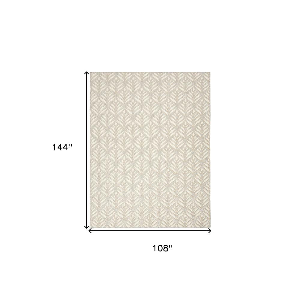 9' X 12' Ivory And Grey Floral Stain Resistant Non Skid Area Rug. Picture 5