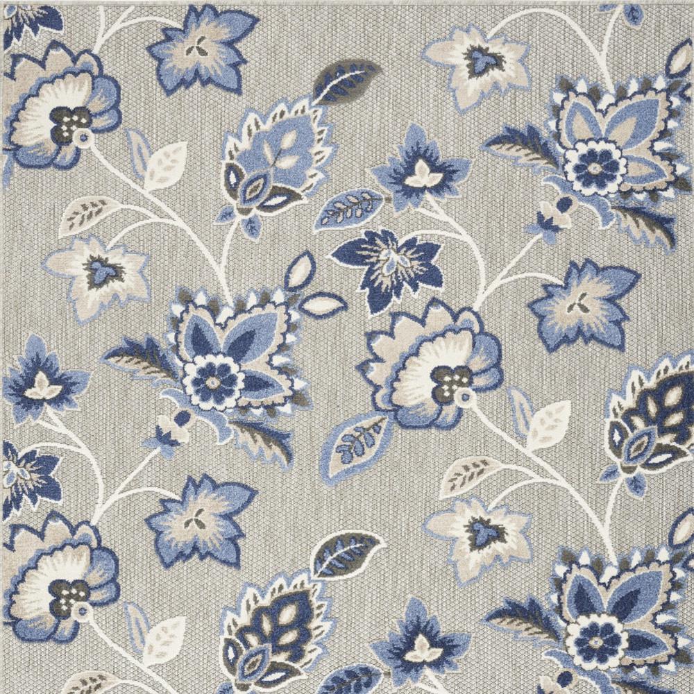 6' X 9' Blue And Grey Floral Stain Resistant Non Skid Area Rug. Picture 4