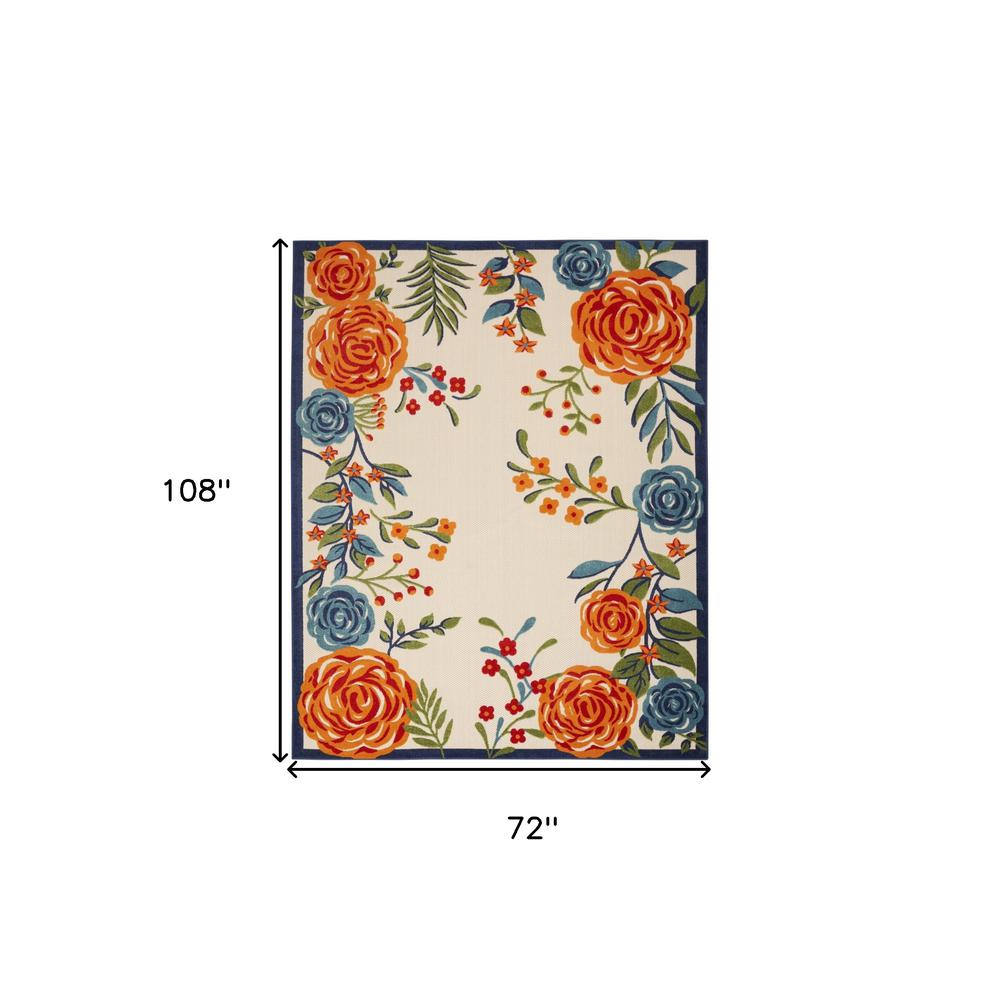6' X 9' Multicolor Floral Stain Resistant Non Skid Area Rug. Picture 5