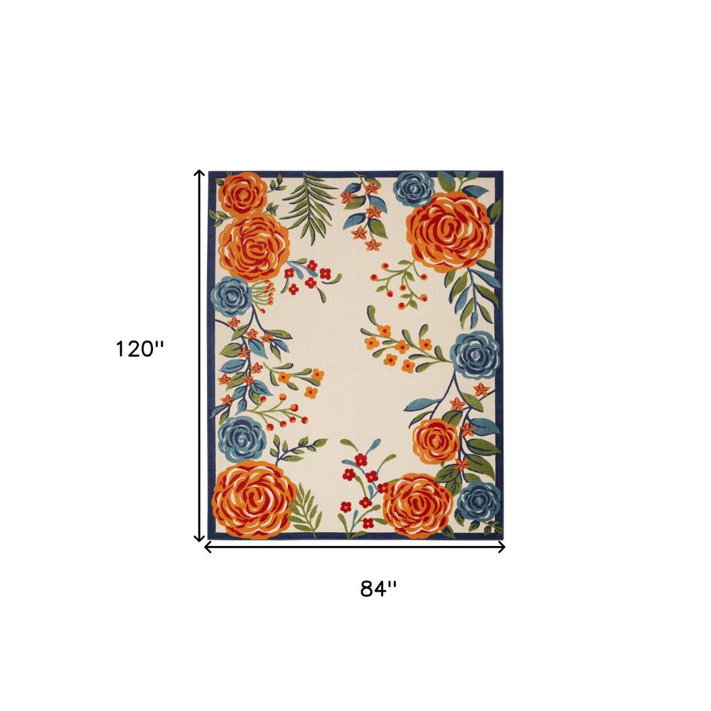 7' X 10' Multicolor Floral Stain Resistant Non Skid Area Rug. Picture 5