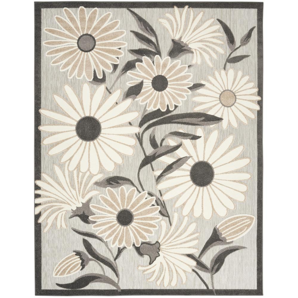 7' X 10' Beige Floral Stain Resistant Non Skid Area Rug. Picture 1