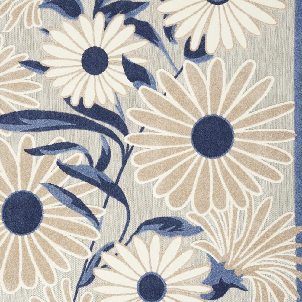 5' X 8' Blue And Grey Floral Stain Resistant Non Skid Area Rug. Picture 6