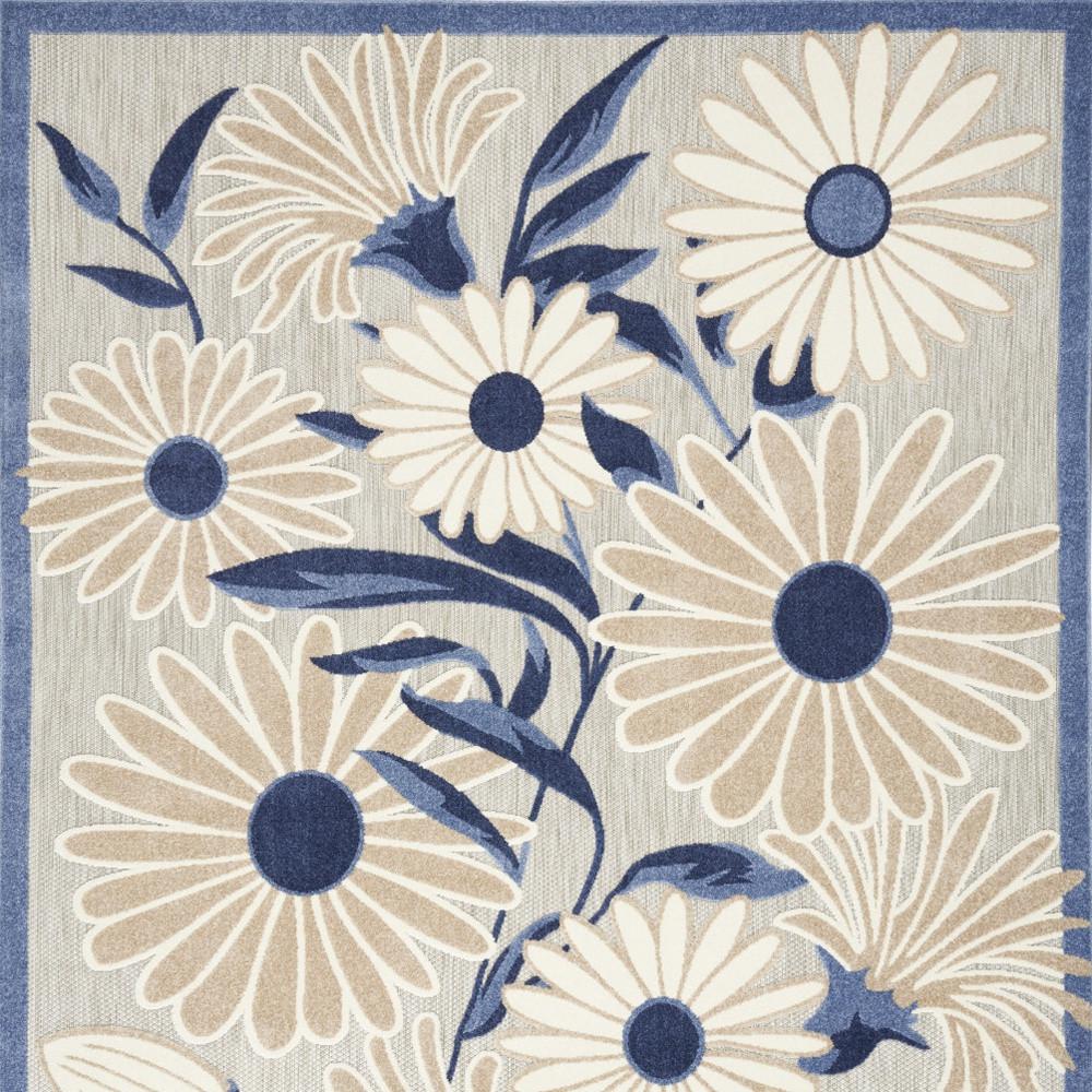 5' X 8' Blue And Grey Floral Stain Resistant Non Skid Area Rug. Picture 4