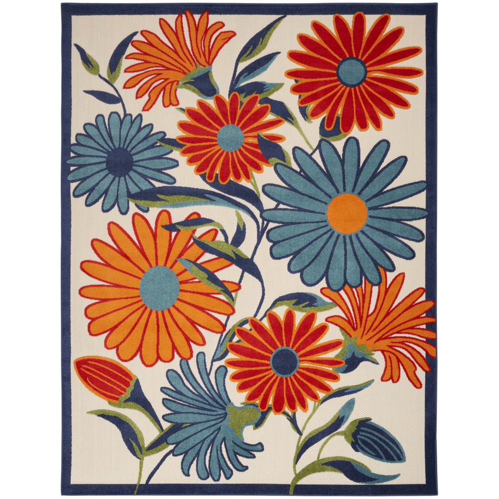6' X 9' Multicolor Floral Stain Resistant Non Skid Area Rug. Picture 1