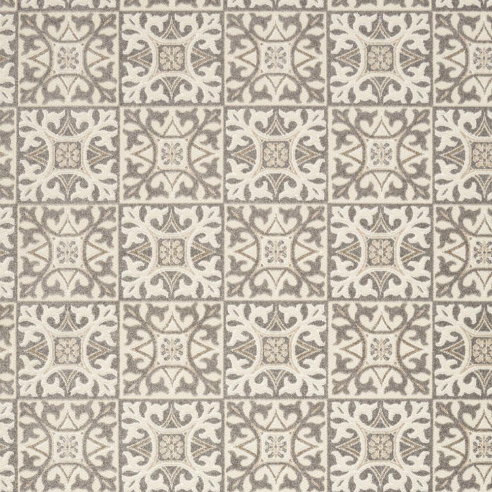 4' X 6' Ivory And Grey Fleur De Lis Stain Resistant Non Skid Area Rug. Picture 3