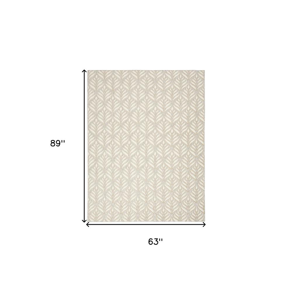 5' X 8' Ivory And Grey Floral Stain Resistant Non Skid Area Rug. Picture 5