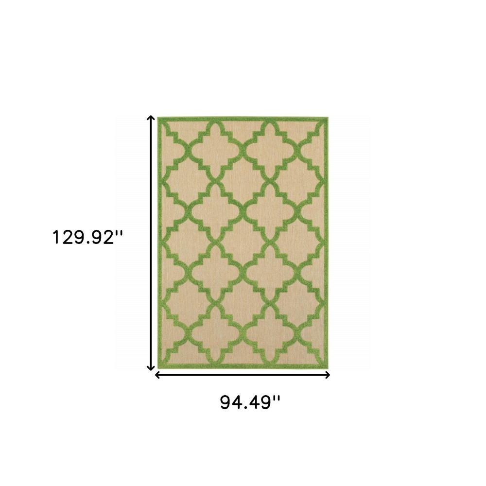 8' x 11' Green Geometric Stain Resistant Indoor Outdoor Area Rug. Picture 5