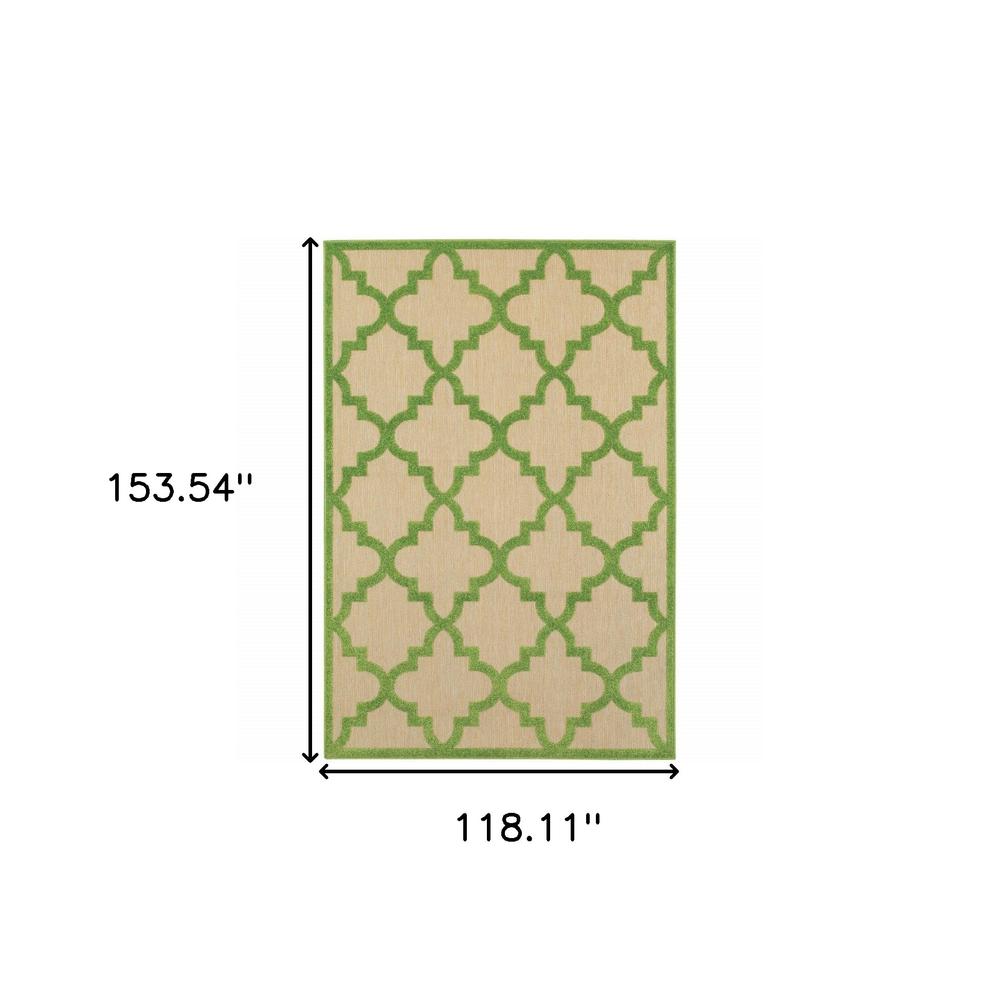 10' x 13' Green Geometric Stain Resistant Indoor Outdoor Area Rug. Picture 5