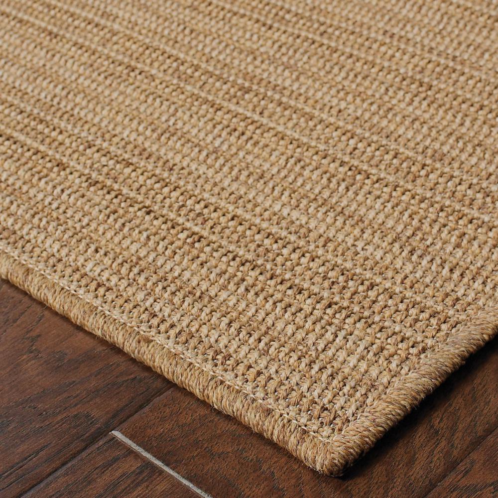 2' X 4' Tan Striped Stain Resistant Indoor Outdoor Area Rug. Picture 3
