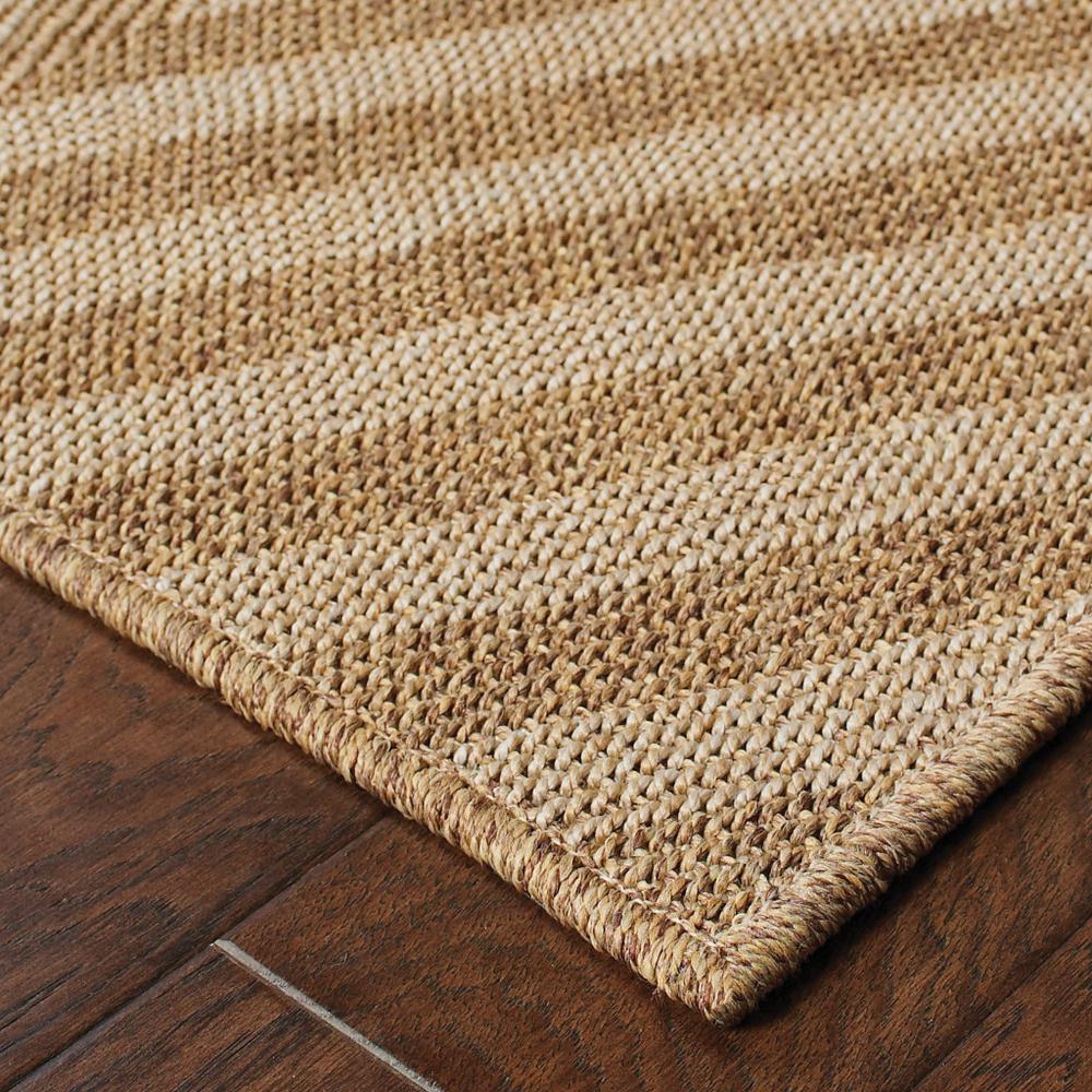 2' X 8' Tan Geometric Stain Resistant Indoor Outdoor Area Rug. Picture 3
