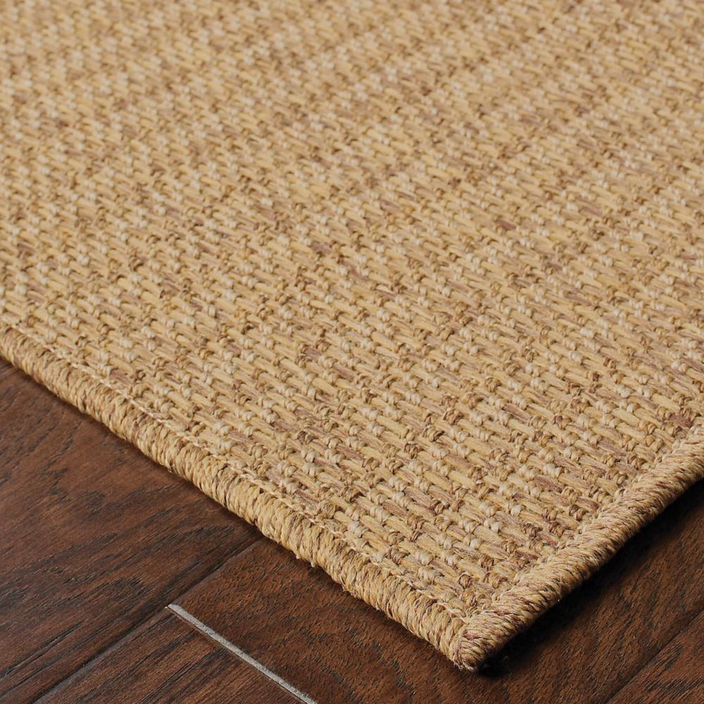 2' X 8' Tan Striped Stain Resistant Indoor Outdoor Area Rug. Picture 5