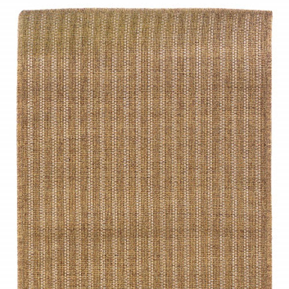 2' X 8' Tan Striped Stain Resistant Indoor Outdoor Area Rug. Picture 4