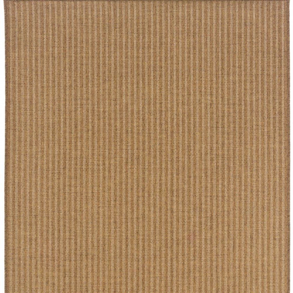 5' x 8' Tan Striped Stain Resistant Indoor Outdoor Area Rug. Picture 4