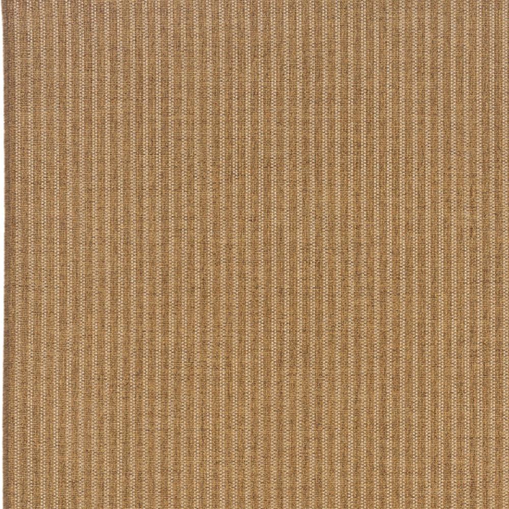 8' x 11' Tan Striped Stain Resistant Indoor Outdoor Area Rug. Picture 3