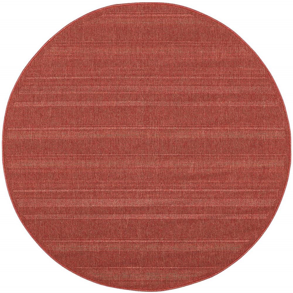 8' x 8' Red Round Stain Resistant Indoor Outdoor Area Rug. Picture 2