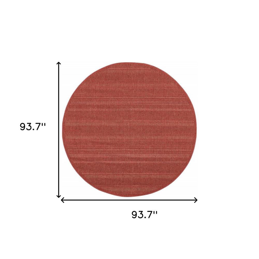 8' x 8' Red Round Stain Resistant Indoor Outdoor Area Rug. Picture 4
