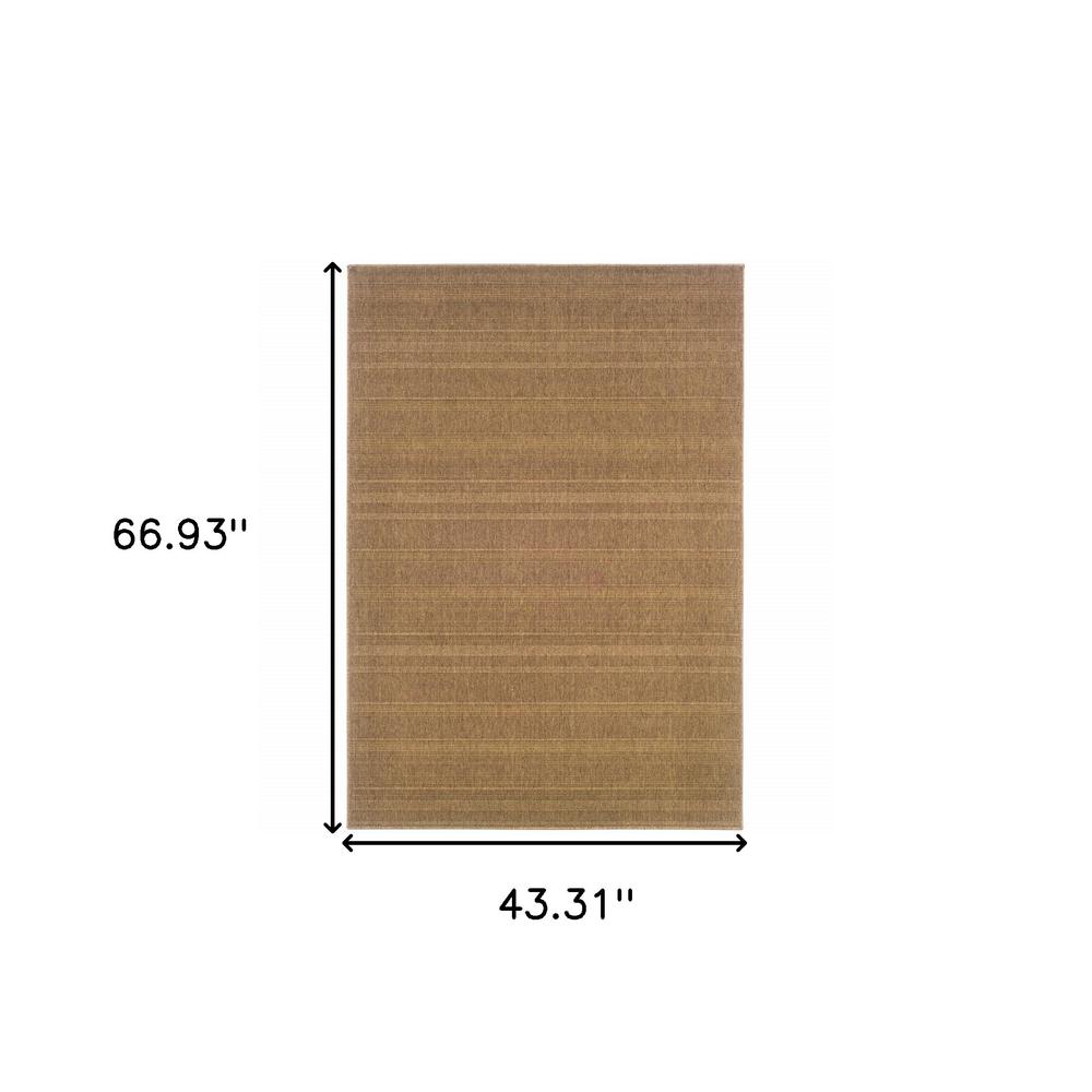 4' x 6' Tan Stain Resistant Indoor Outdoor Area Rug. Picture 5