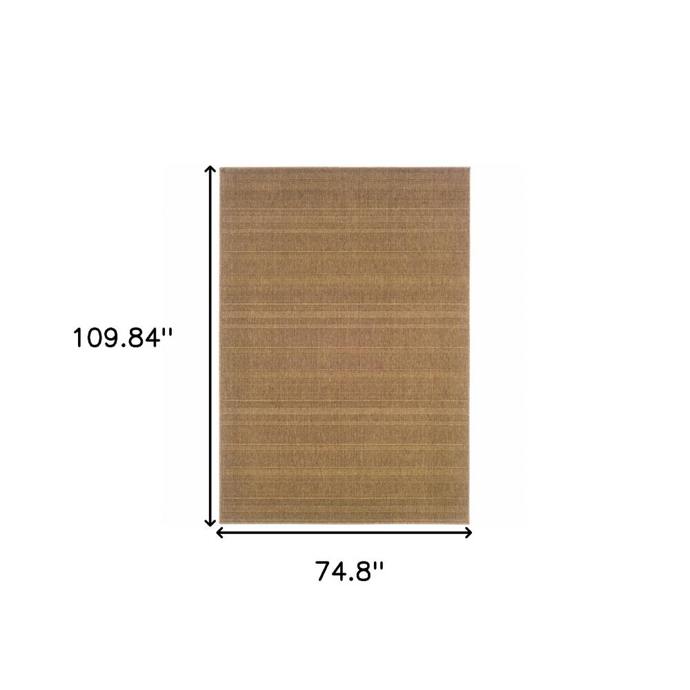 6' x 9' Tan Stain Resistant Indoor Outdoor Area Rug. Picture 5