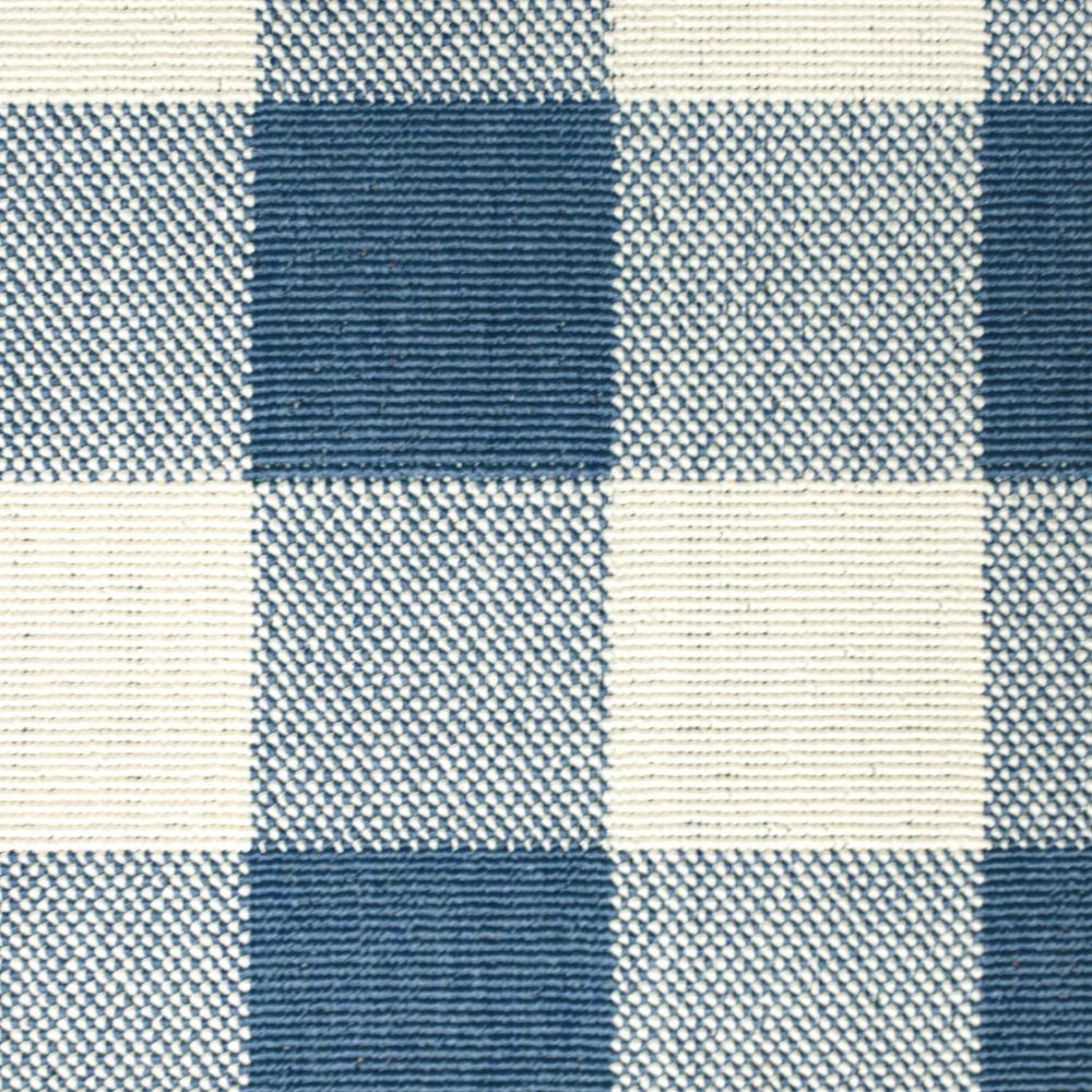 5' x 8' Blue and Ivory Geometric Stain Resistant Indoor Outdoor Area Rug. Picture 3