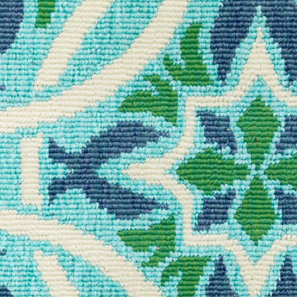 2' x 3' Blue and Green Geometric Stain Resistant Indoor Outdoor Area Rug. Picture 9