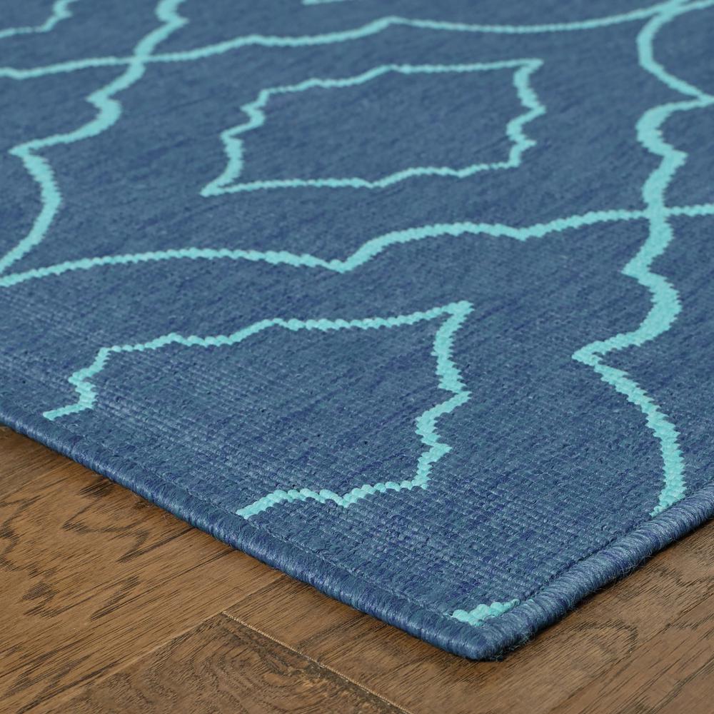 8' x 11' Blue Geometric Stain Resistant Indoor Outdoor Area Rug. Picture 3