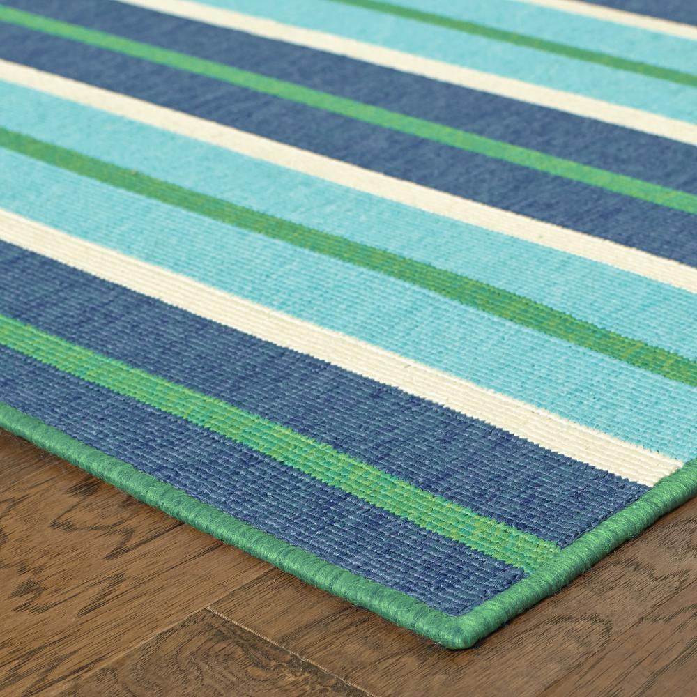 2' x 3' Blue and Green Geometric Stain Resistant Indoor Outdoor Area Rug. Picture 6