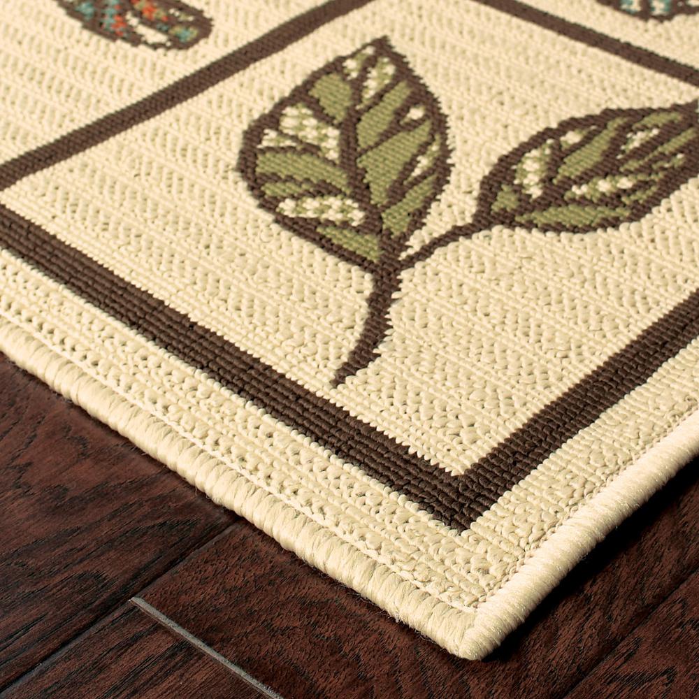 2' X 4' Brown and Ivory Abstract Stain Resistant Indoor Outdoor Area Rug. Picture 3