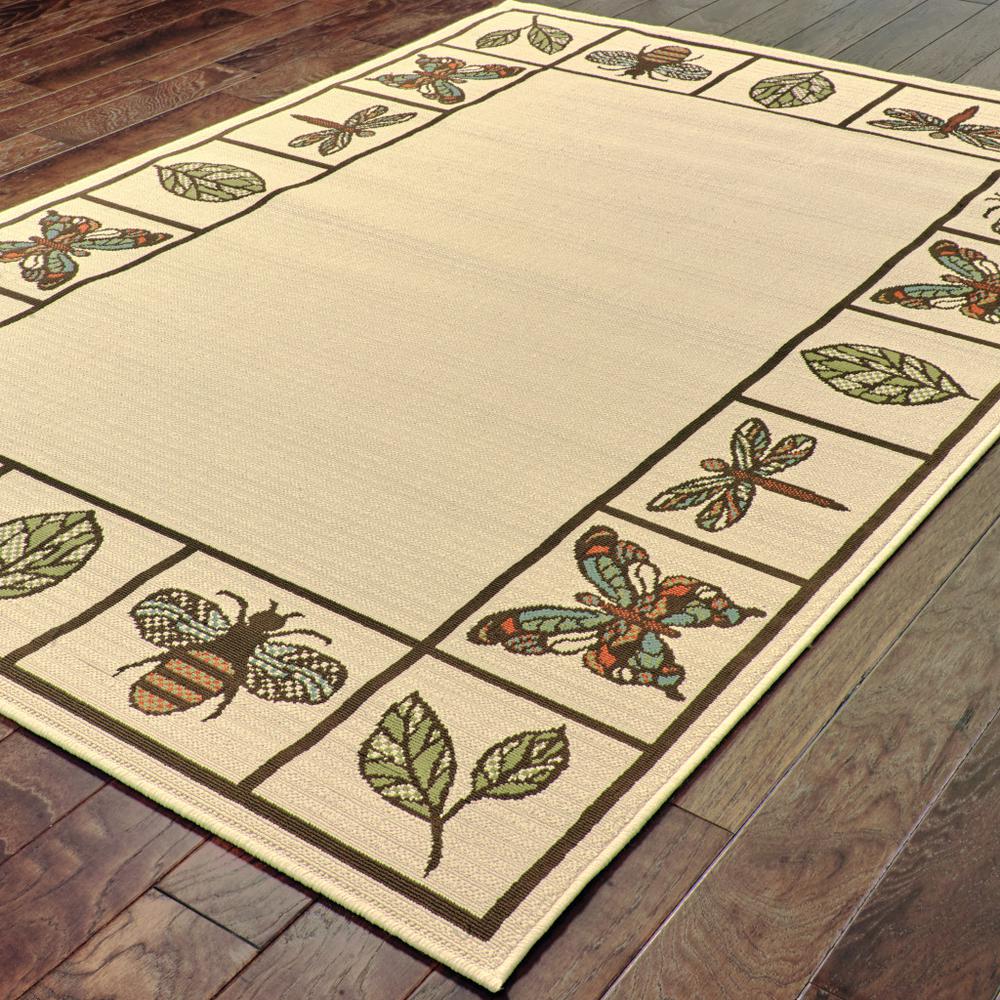 2' X 4' Brown and Ivory Abstract Stain Resistant Indoor Outdoor Area Rug. Picture 4