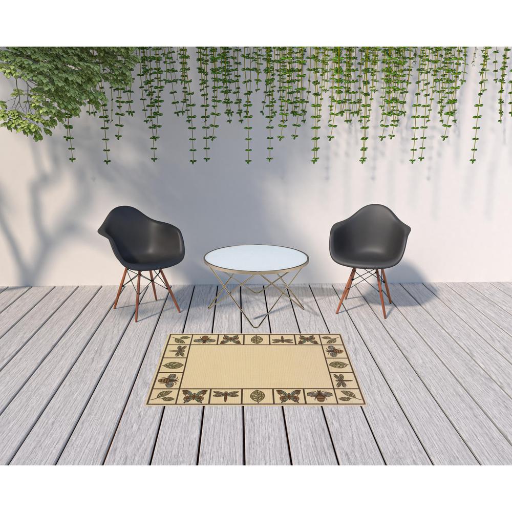 4' x 6' Brown and Ivory Abstract Stain Resistant Indoor Outdoor Area Rug. Picture 2