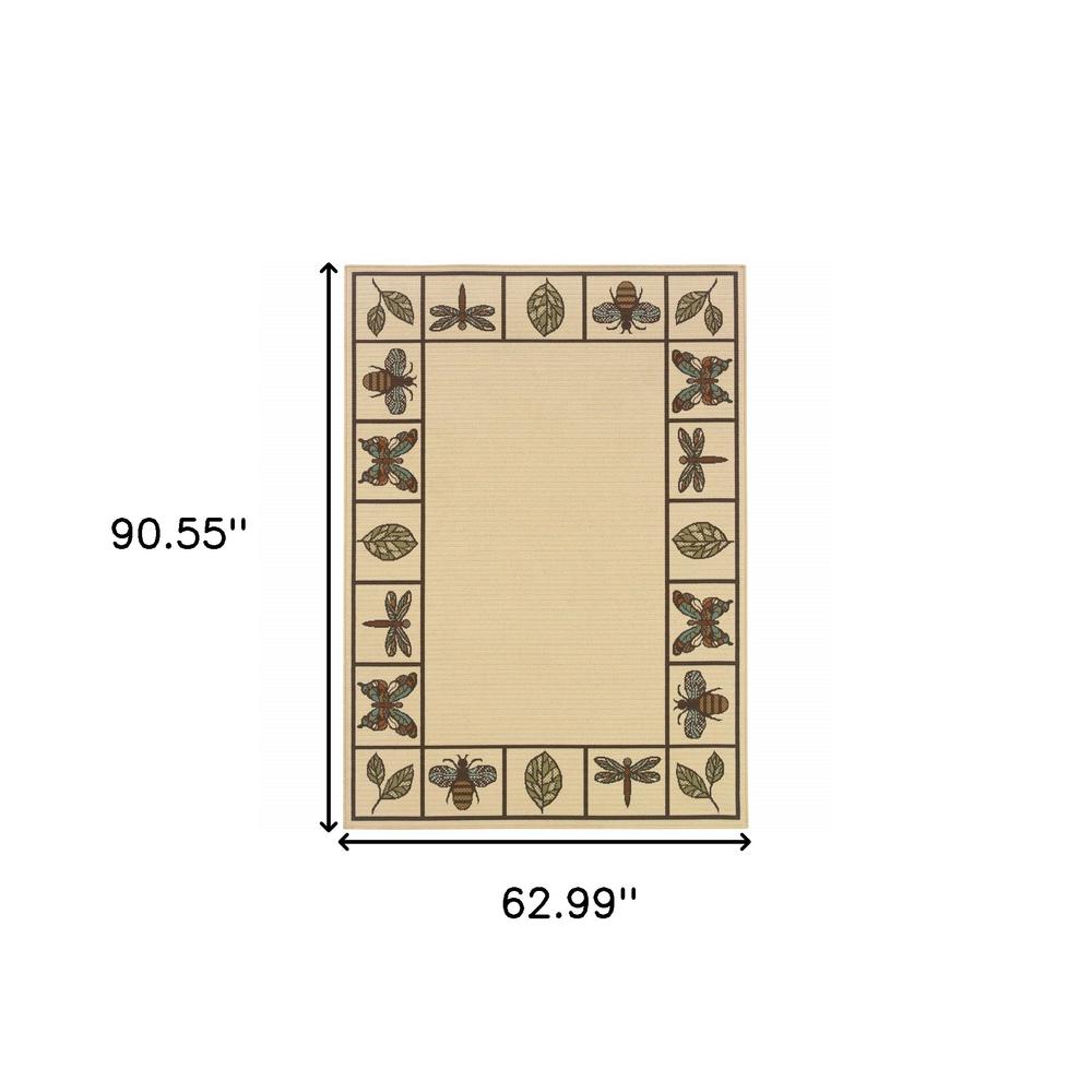 5' x 8' Brown and Ivory Abstract Stain Resistant Indoor Outdoor Area Rug. Picture 5