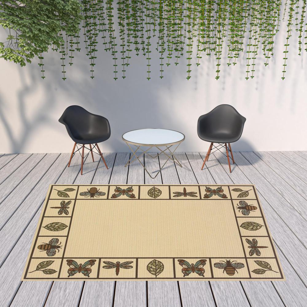 8' x 11' Brown and Ivory Abstract Stain Resistant Indoor Outdoor Area Rug. Picture 2
