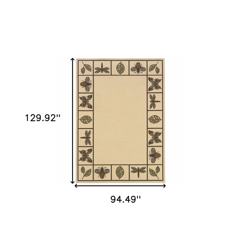 8' x 11' Brown and Ivory Abstract Stain Resistant Indoor Outdoor Area Rug. Picture 5