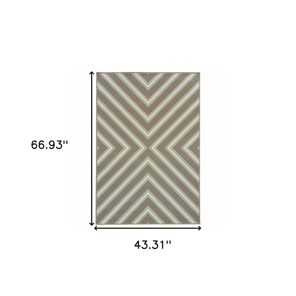 4' x 6' Blue and Gray Geometric Stain Resistant Indoor Outdoor Area Rug. Picture 6