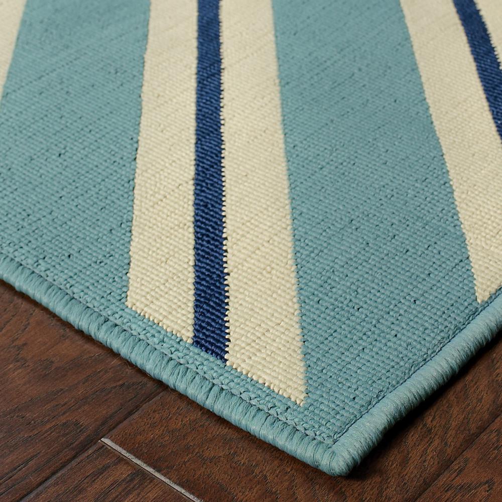 2' X 4' Blue Geometric Stain Resistant Indoor Outdoor Area Rug. Picture 3