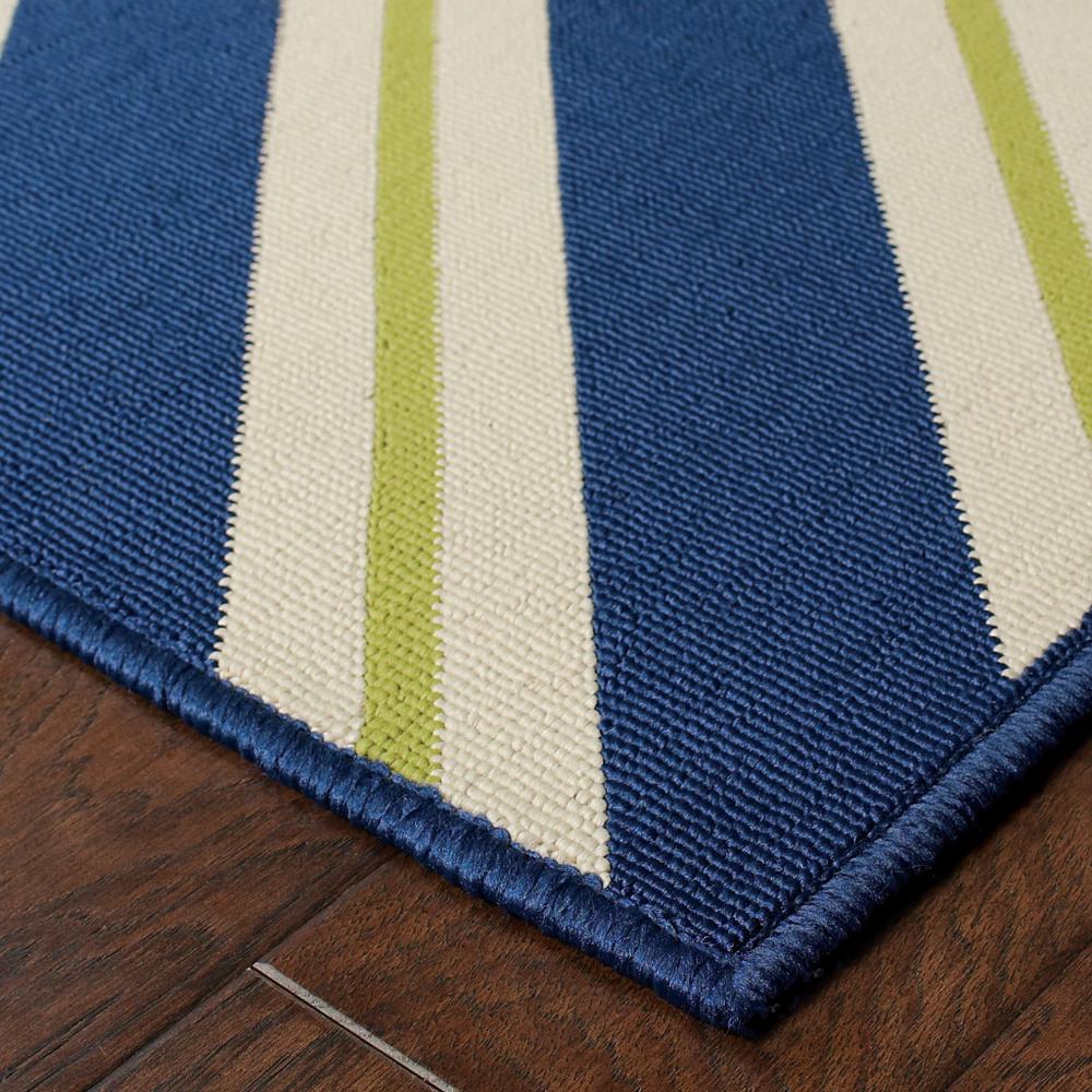 4' x 6' Blue and Ivory Geometric Stain Resistant Indoor Outdoor Area Rug. Picture 3