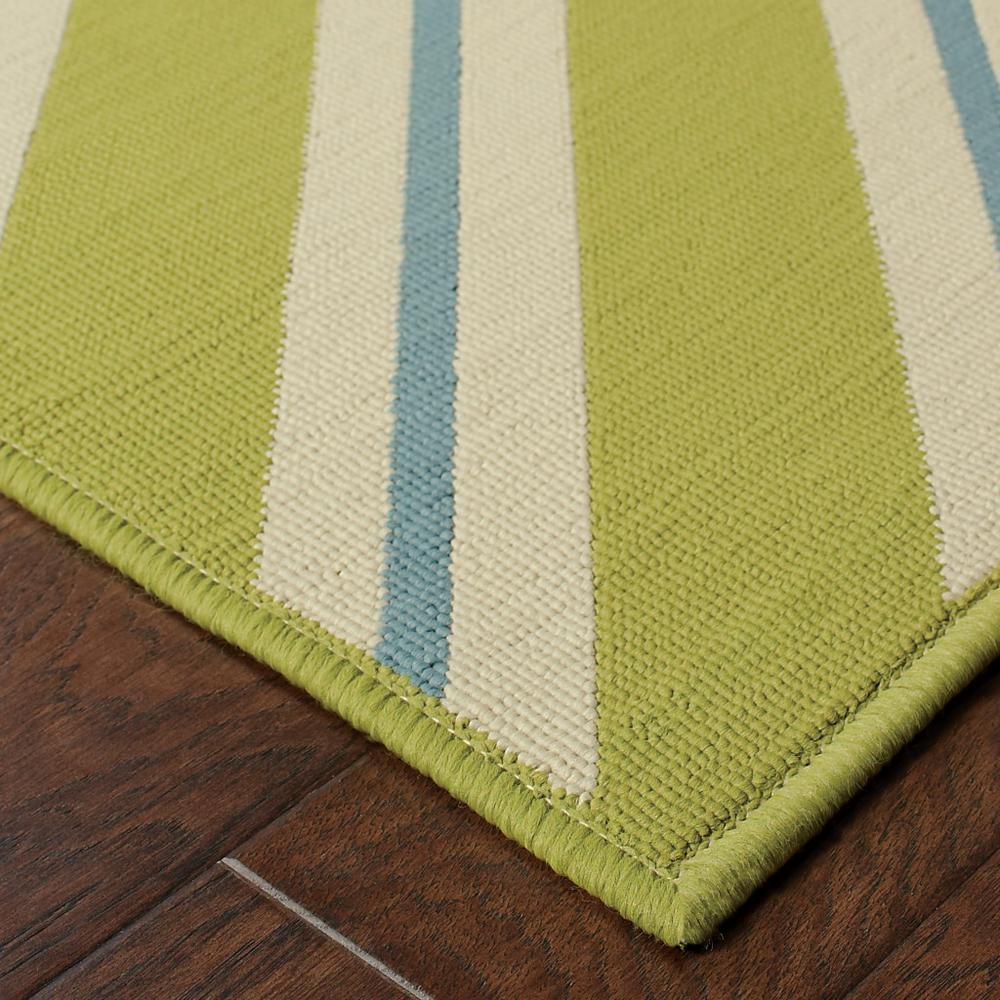 2' X 8' Blue and Green Geometric Stain Resistant Indoor Outdoor Area Rug. Picture 3