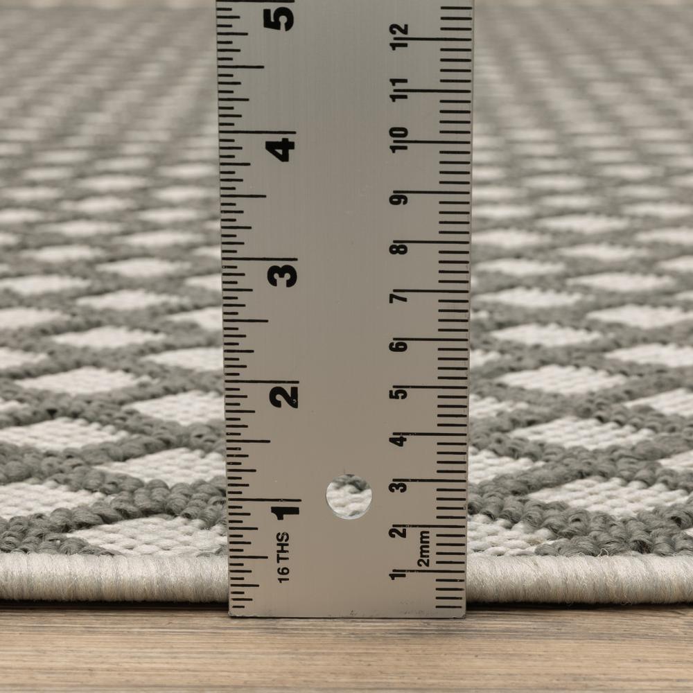 2' X 7' Beige Geometric Stain Resistant Indoor Outdoor Area Rug. Picture 7