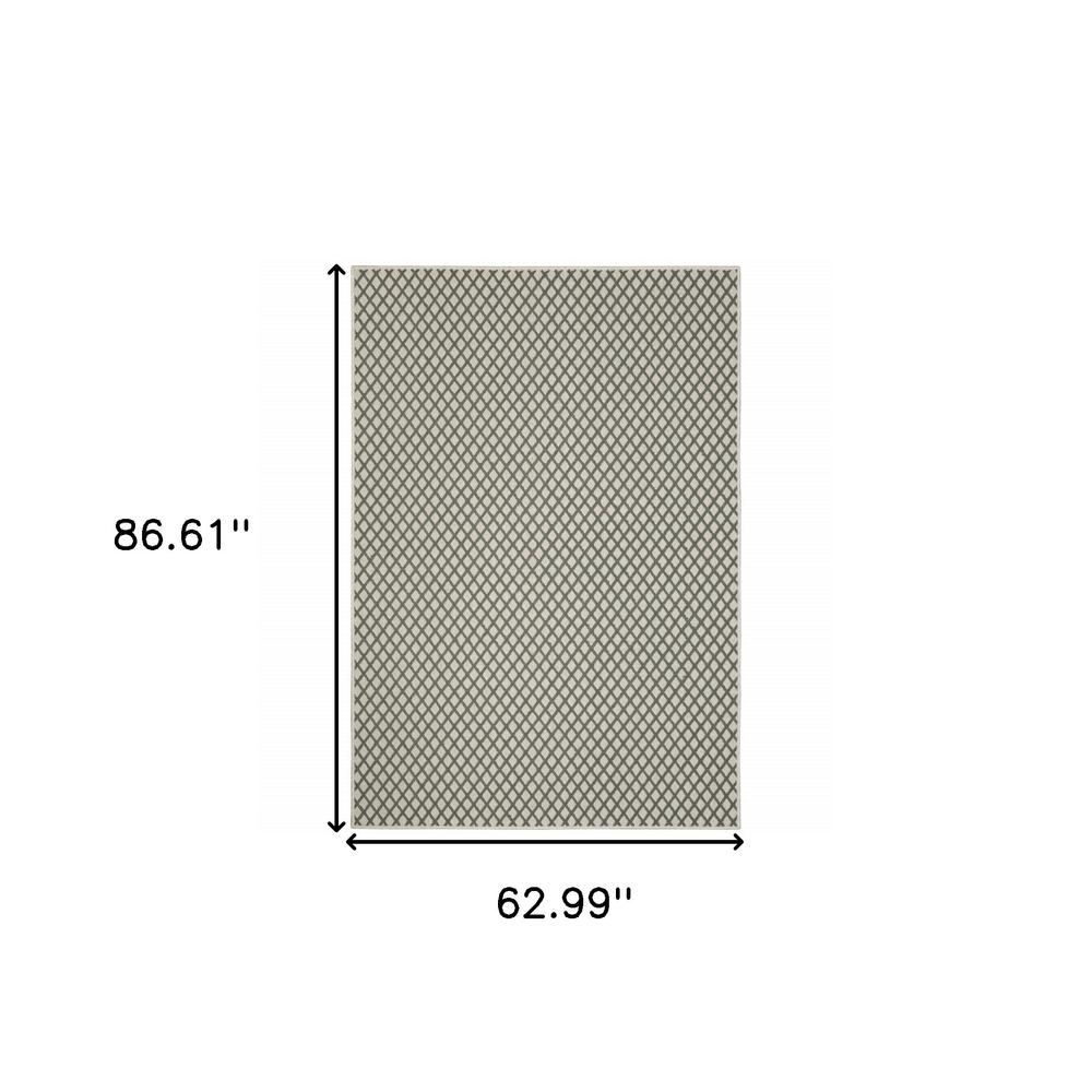 5' x 7' Beige Geometric Stain Resistant Indoor Outdoor Area Rug. Picture 9