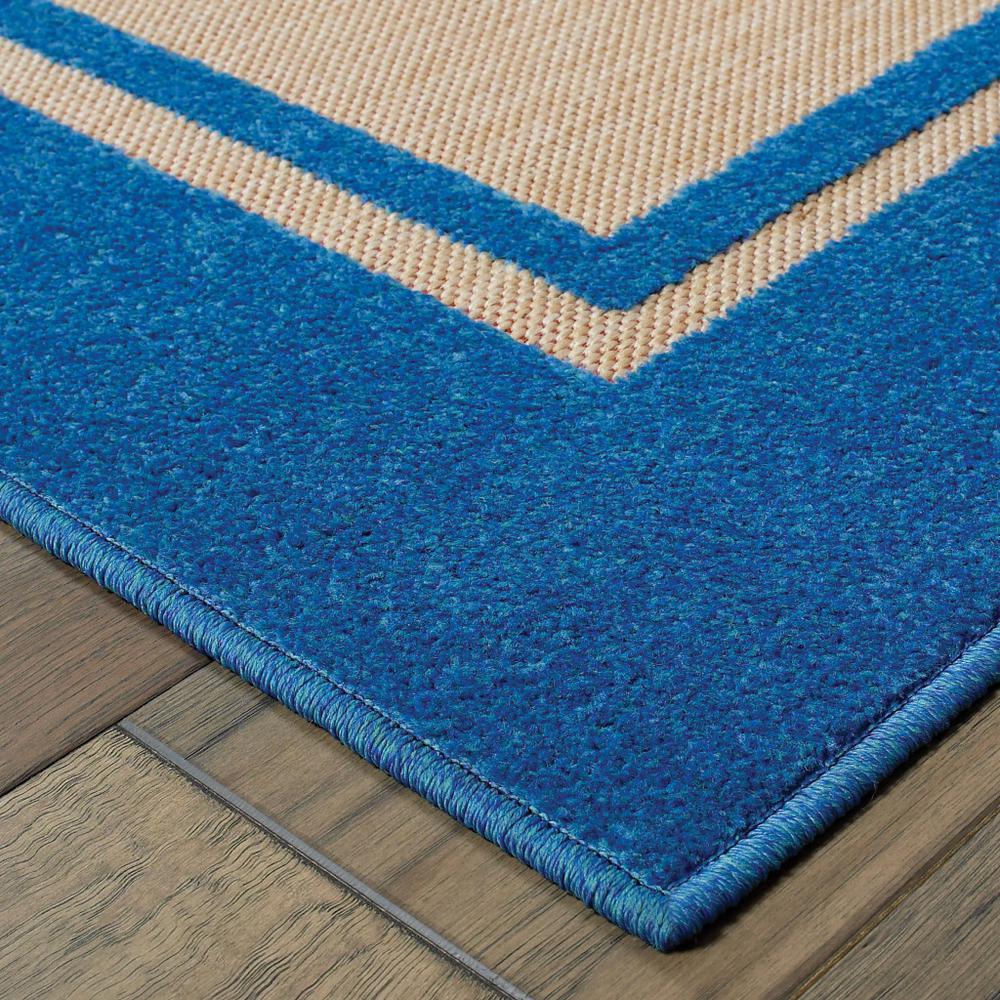 2' x 3' Blue and Beige Stain Resistant Indoor Outdoor Area Rug. Picture 3
