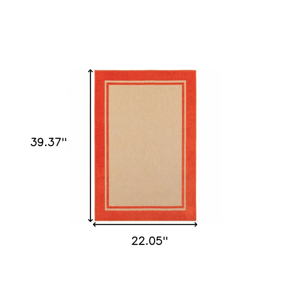 2' x 3' Orange Stain Resistant Indoor Outdoor Area Rug. Picture 5
