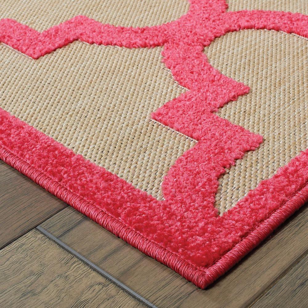 2' x 3' Pink Geometric Stain Resistant Indoor Outdoor Area Rug. Picture 3