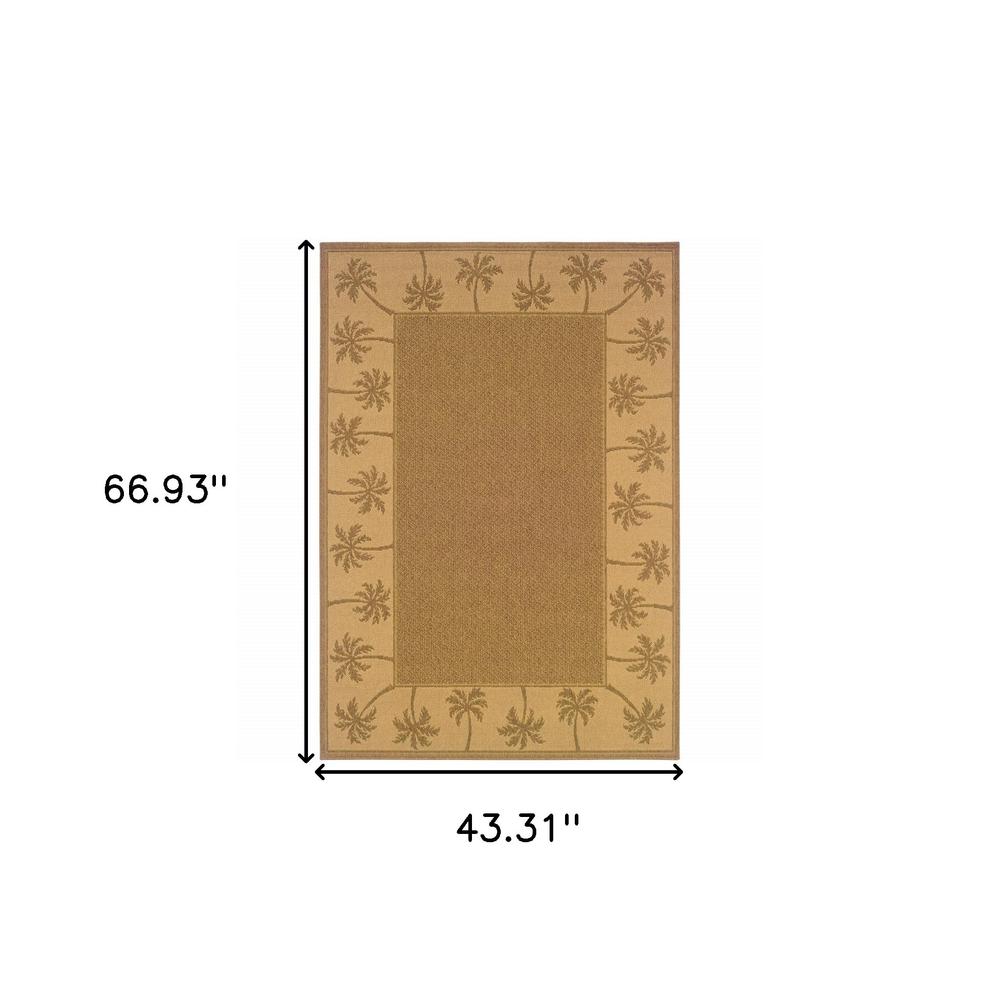 4' x 6' Tan Stain Resistant Indoor Outdoor Area Rug. Picture 6