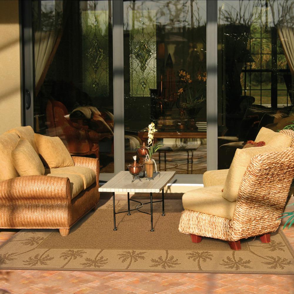 5' x 8' Tan Stain Resistant Indoor Outdoor Area Rug. Picture 5