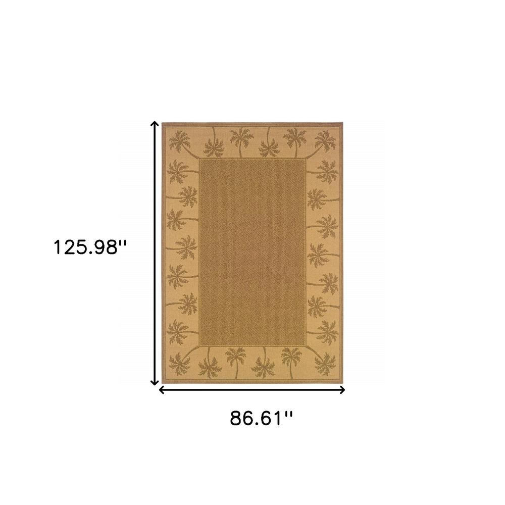 7' x 10' Tan Stain Resistant Indoor Outdoor Area Rug. Picture 6