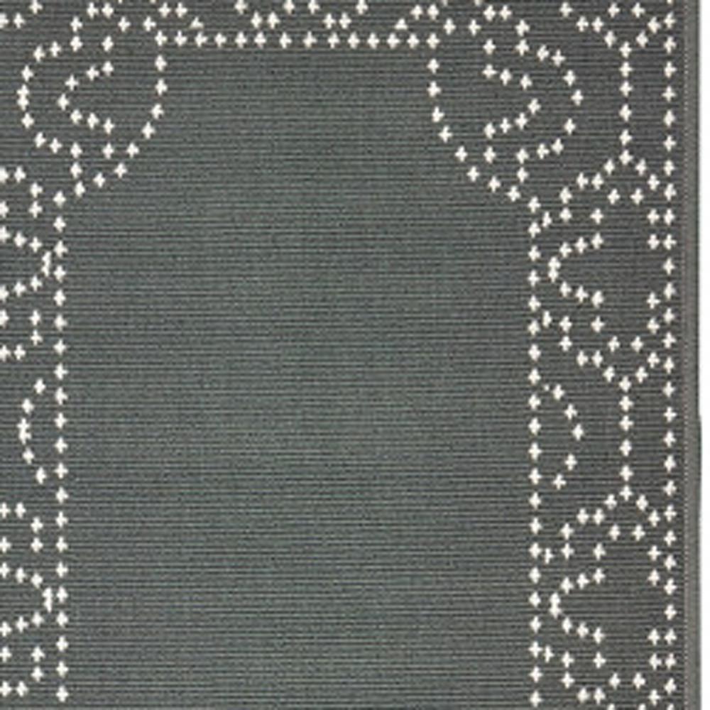 2' X 8' Gray and Ivory Stain Resistant Indoor Outdoor Area Rug. Picture 3