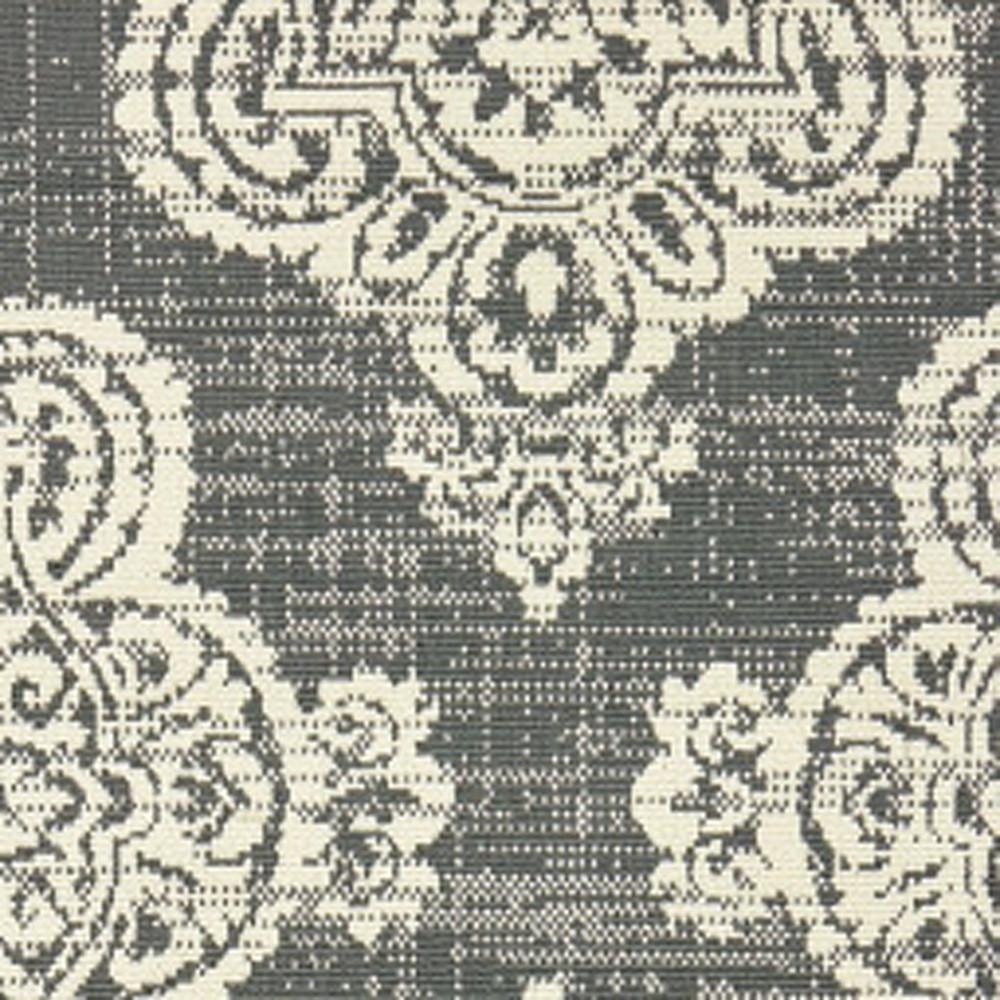 2' X 8' Gray and Ivory Oriental Stain Resistant Indoor Outdoor Area Rug. Picture 3